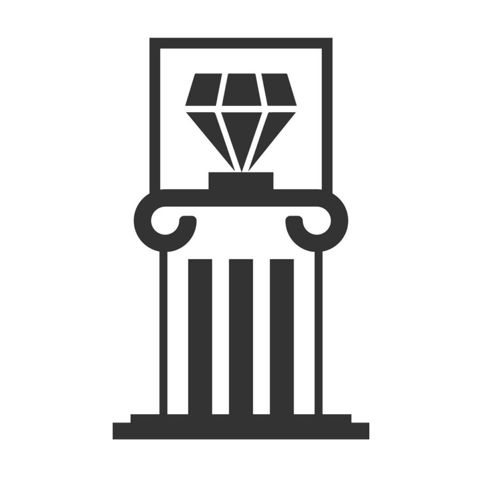 Vector illustration of jewelery museum icon in dark color and white background