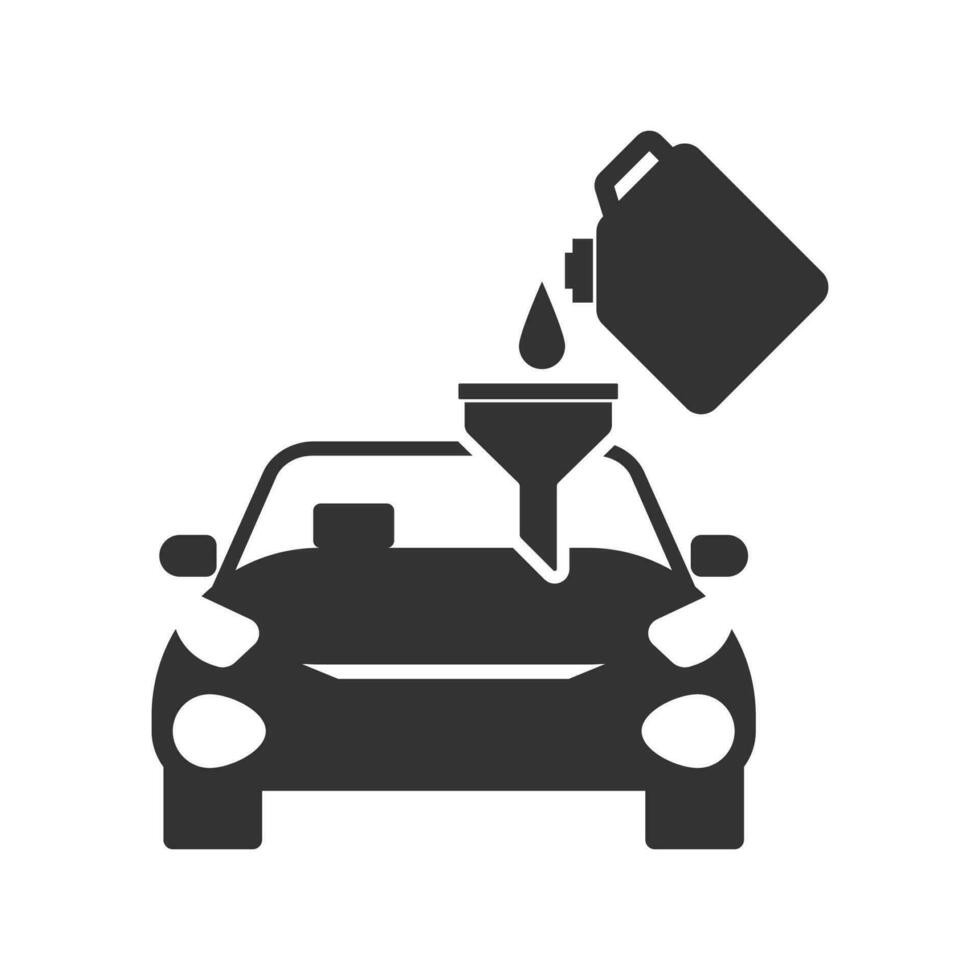 Vector illustration of car oil change icon in dark color and white background