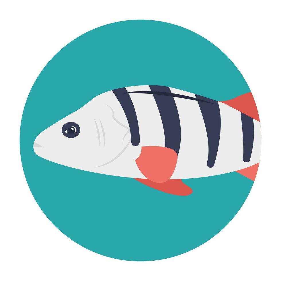 A cute aquatic cartoon fish vector icon