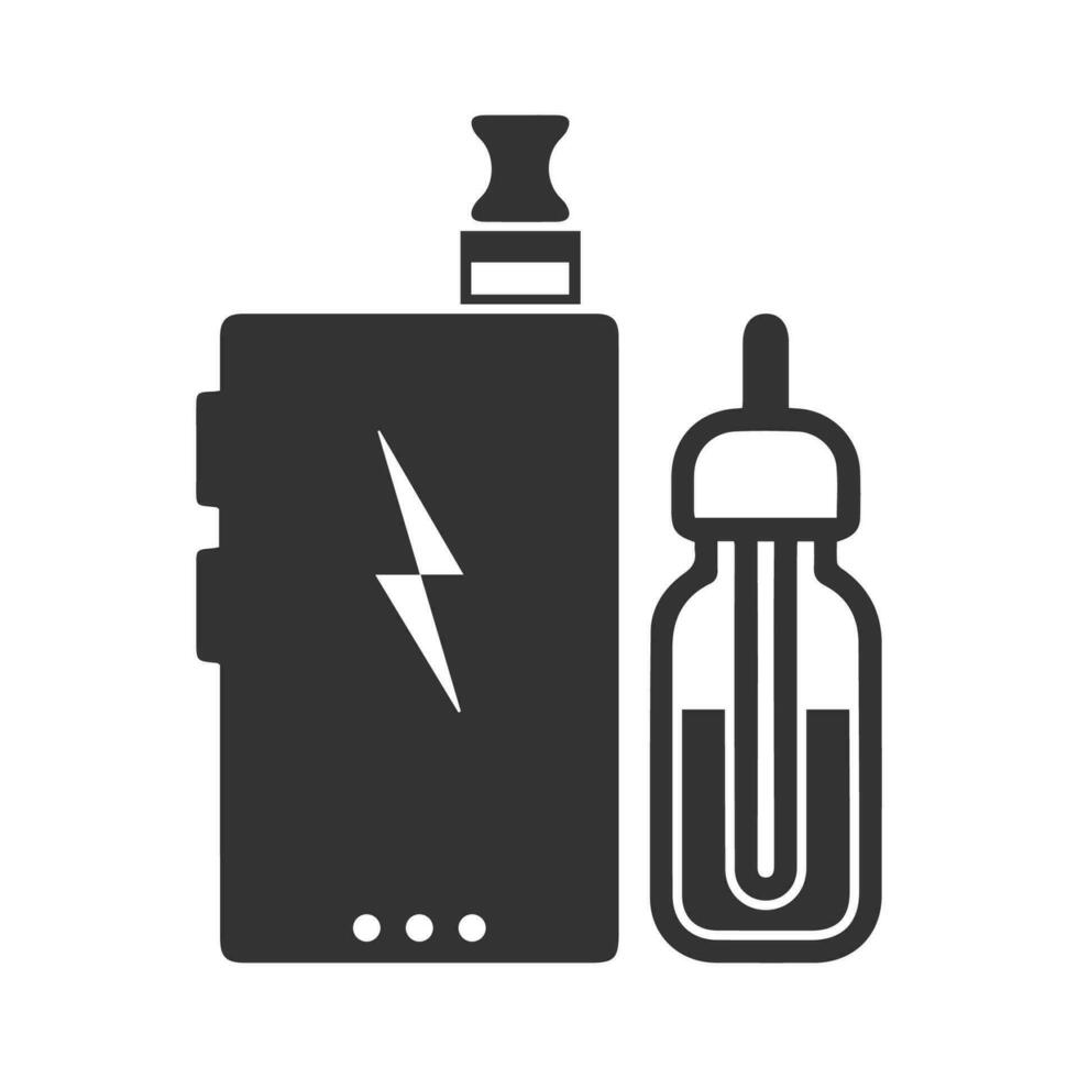 vector ilustración de líquido cigarrillo electrónico icono en oscuro color y blanco antecedentes