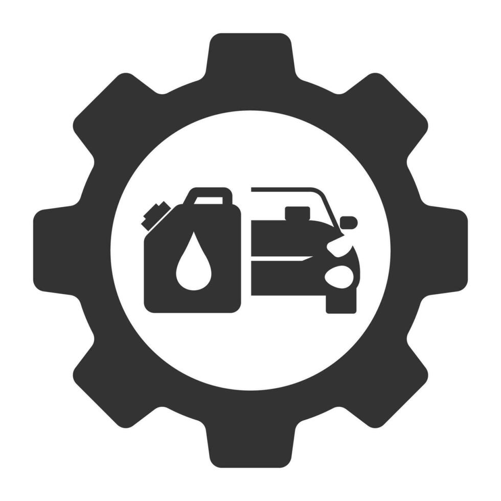 Vector illustration of oil change service icon in dark color and white background