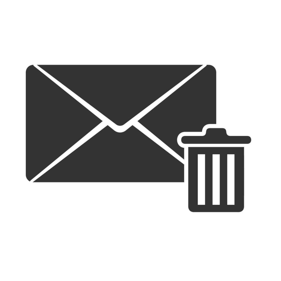 Vector illustration of message trash icon in dark color and white background