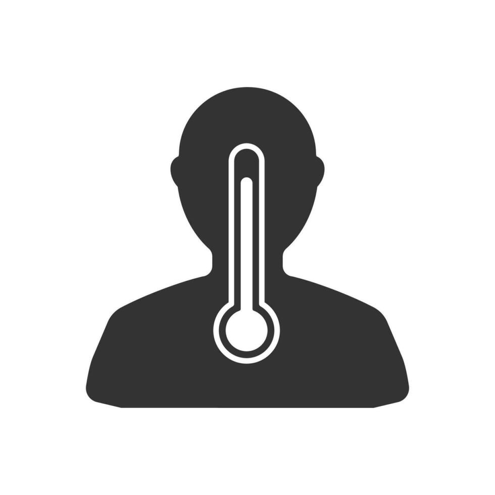 Vector illustration of body temperature icon in dark color and white background