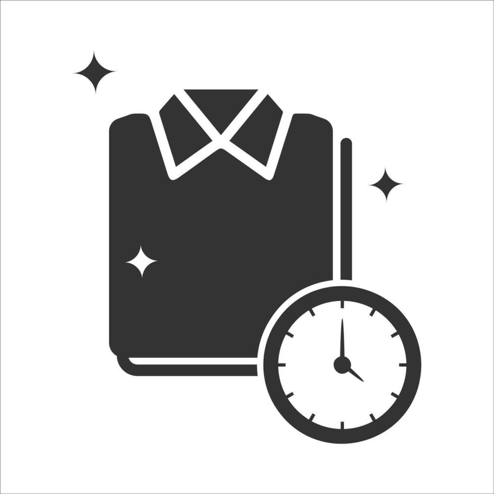 Vector illustration of laundry time icon in dark color and white background