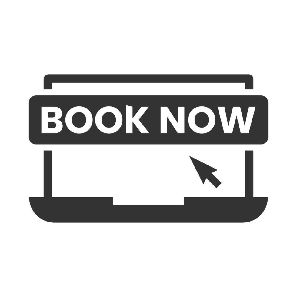 Vector illustration of Book on laptop icon in dark color and white background