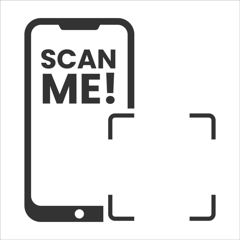 Vector illustration of scan me on smartphone icon in dark color and white background