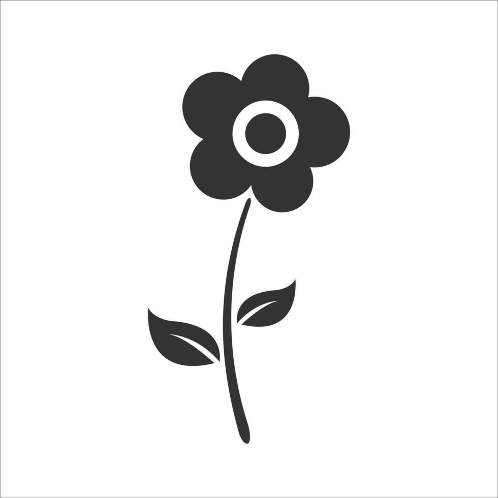 Vector illustration of flower icon in dark color and white background