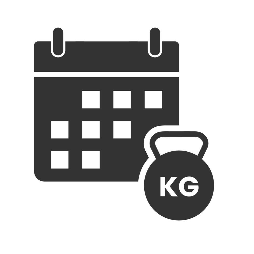 Vector illustration of gym schedule icon in dark color and white background