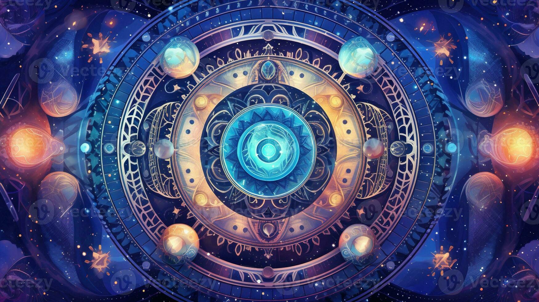 cosmic mandala, digital art illustration, Generative AI photo