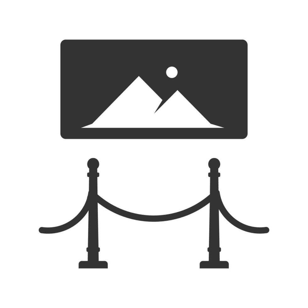 Vector illustration of art museum icon in dark color and white background