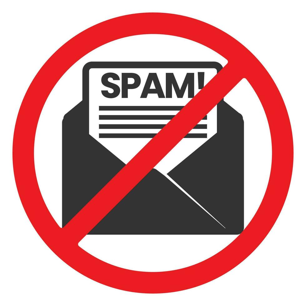 Vector illustration of don't spam messages icon in dark color and white background