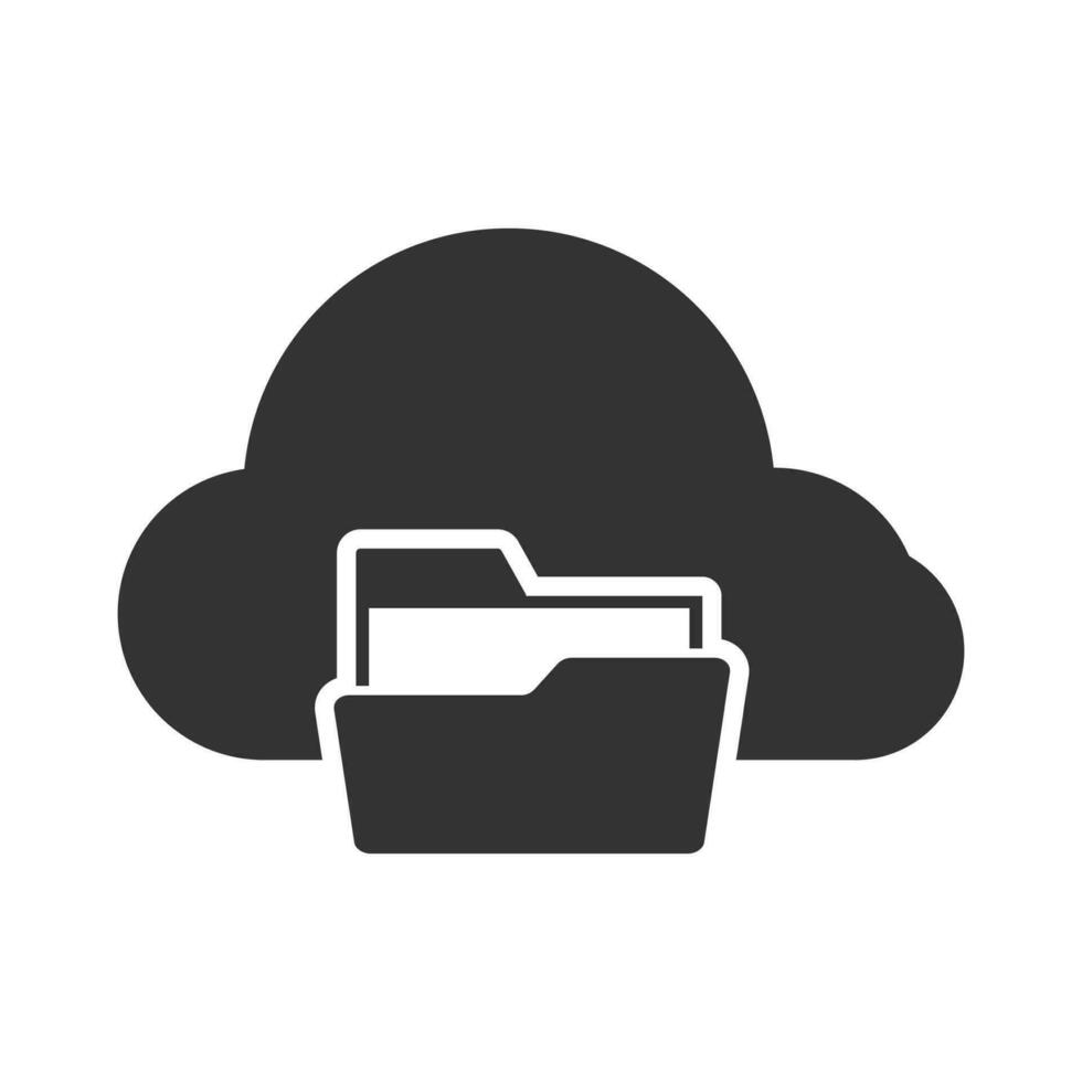 Vector illustration of storage folder icon in dark color and white background