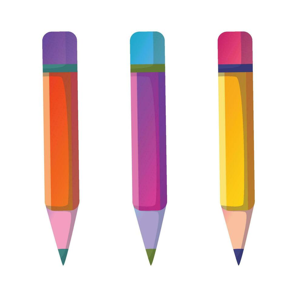 Vector pencil colorful realistic set isolated on white