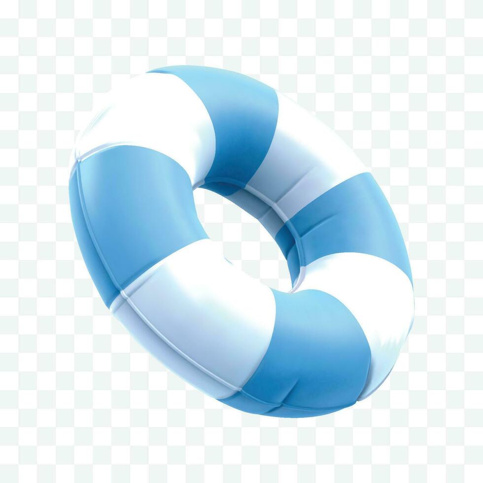 Vector realistic 3d blue lifebuoy. marine rescue lifeboat illustration isolated on transparent background