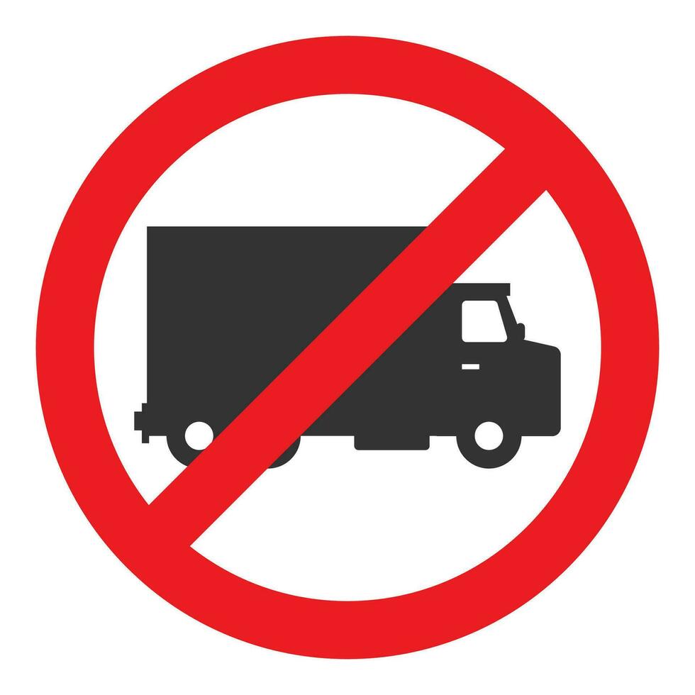 Vector illustration of truck ban icon in dark color and white background