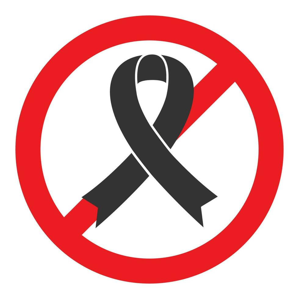 Vector illustration of No HIV AIDS icon in dark color and white background