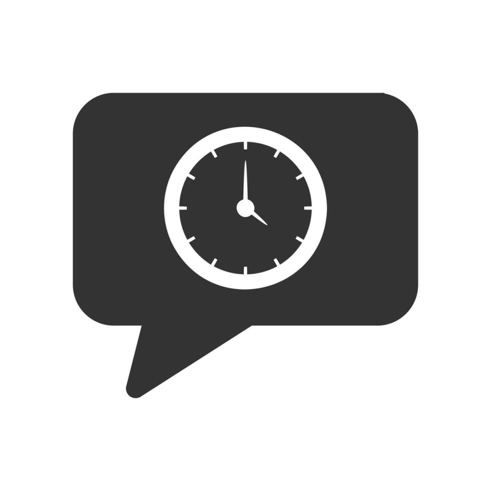 Vector illustration of chat timer icon in dark color and white background