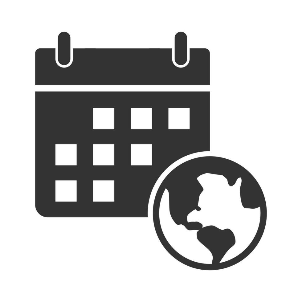 Vector illustration of Earth Day icon in dark color and white background