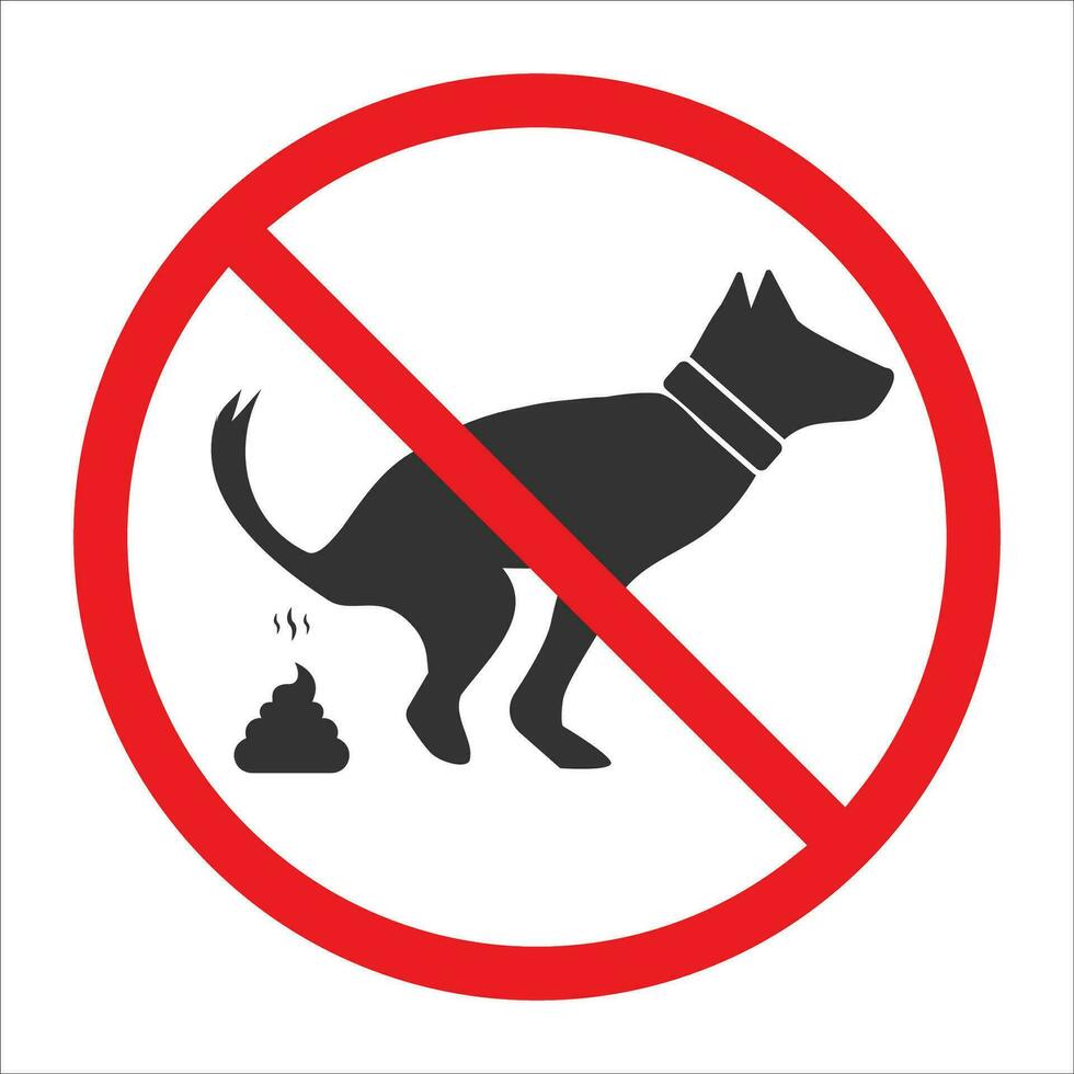 Vector illustration of Animals are prohibited from pooping icon in dark ...