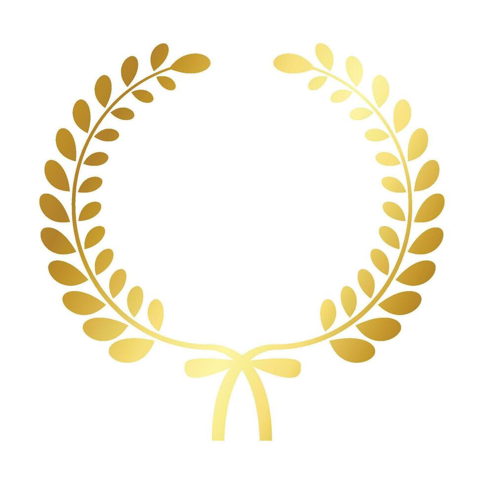 Vector decorative round wreath badge golden foliage frame
