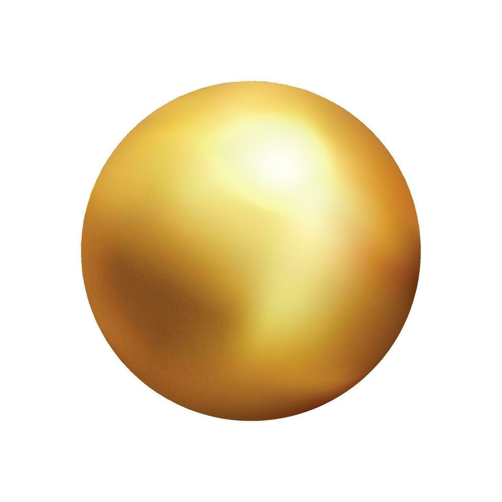 Vector gold sphere. oil bubble isolated on white background. golden glossy 3d ball or precious pearl