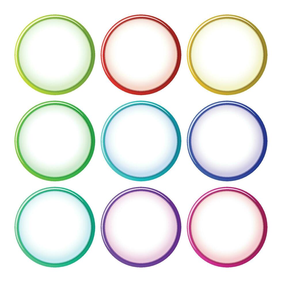 Vector circular buttons in four colors with text space