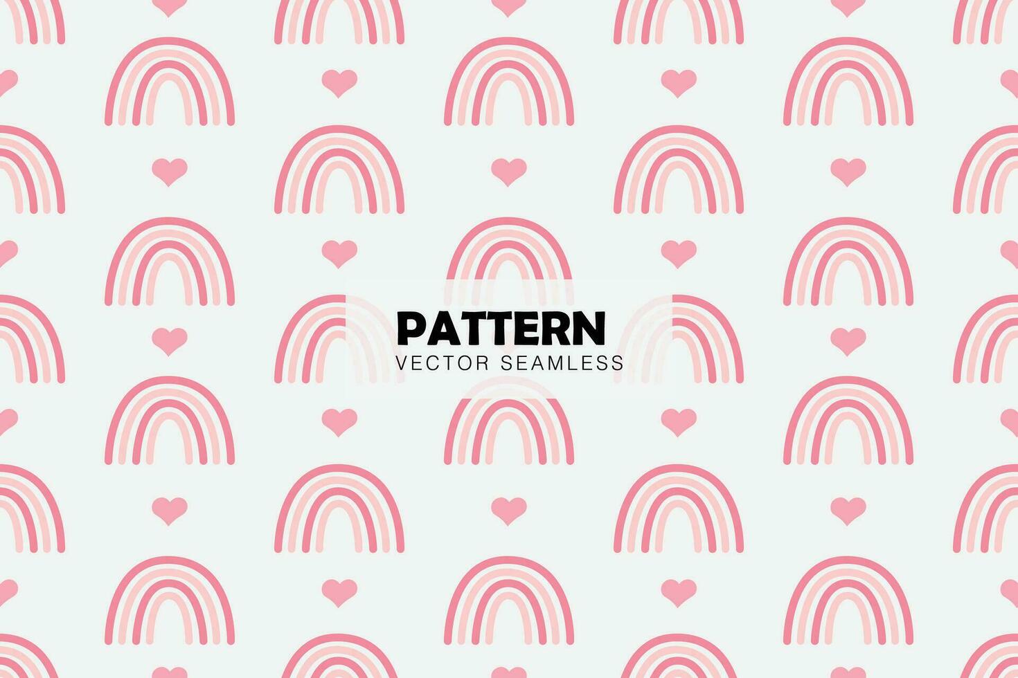 Pink rainbow and heart cute shapes seamless repeat pattern vector