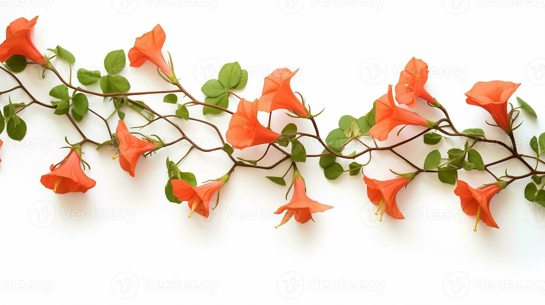 Trumpet flower patterned background. Flower texture background. Generative AI photo