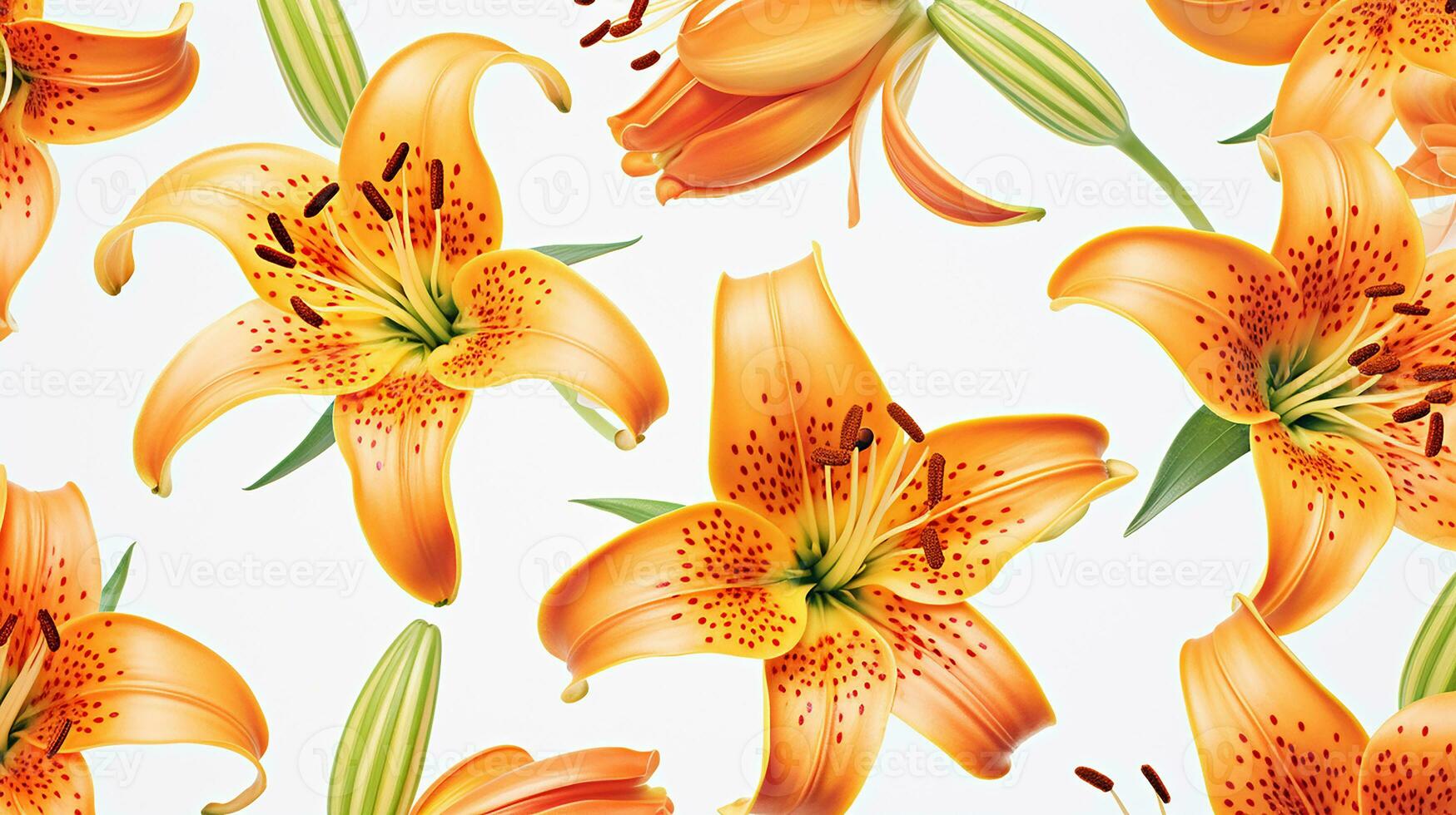 Tiger Lily flower patterned background. Flower texture background. Generative AI photo