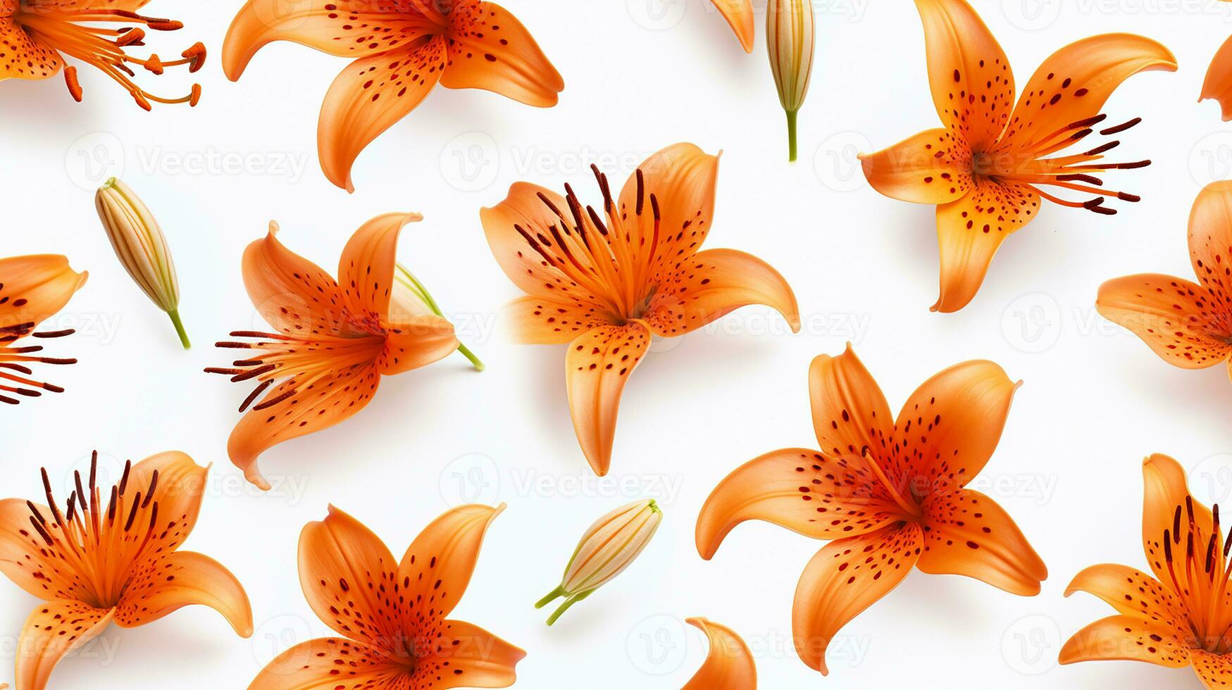 Tiger Lily flower patterned background. Flower texture background. Generative AI photo