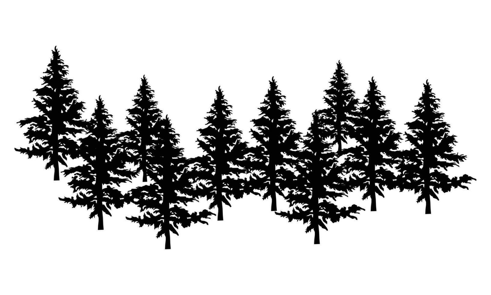 Vector coniferous trees silhouettes collection on white background