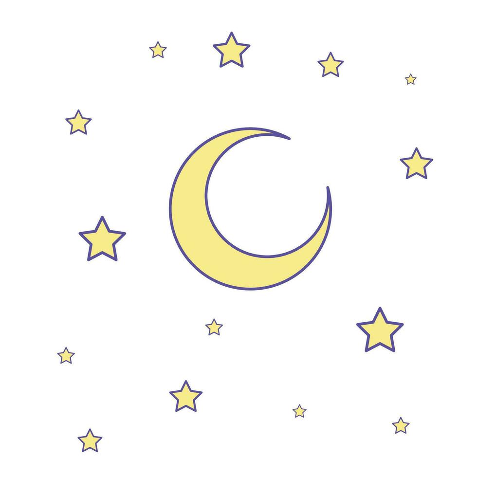 Vector moon with stars icon