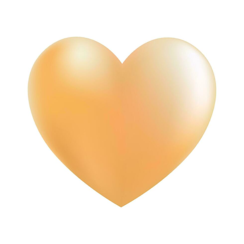 Vector golden heart isolated on white background.