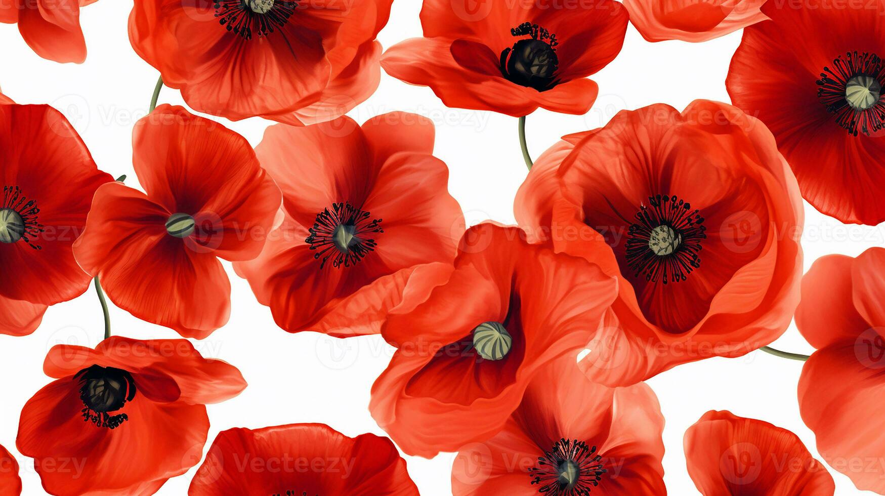 Poppy flower patterned background. Flower texture background. Generative AI photo