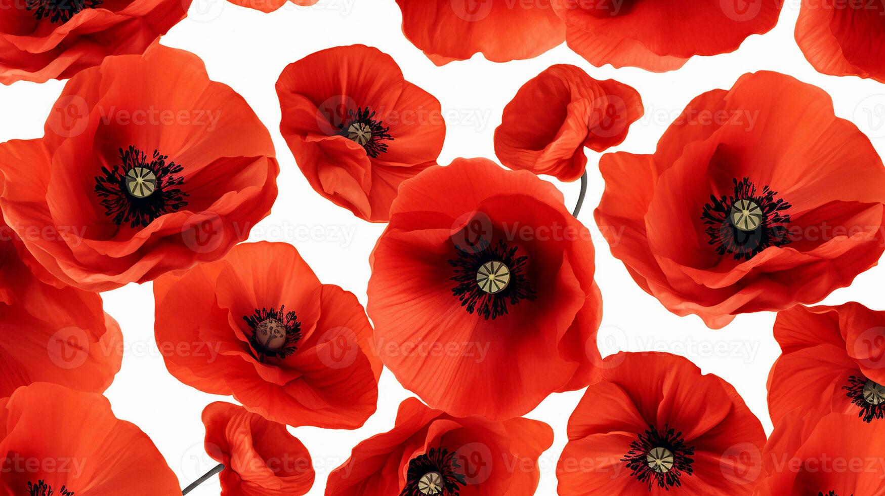 Poppy flower patterned background. Flower texture background. Generative AI photo