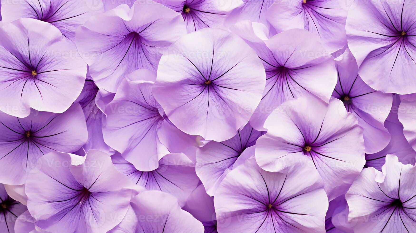 Petunia flower patterned background. Flower texture background. Generative AI photo