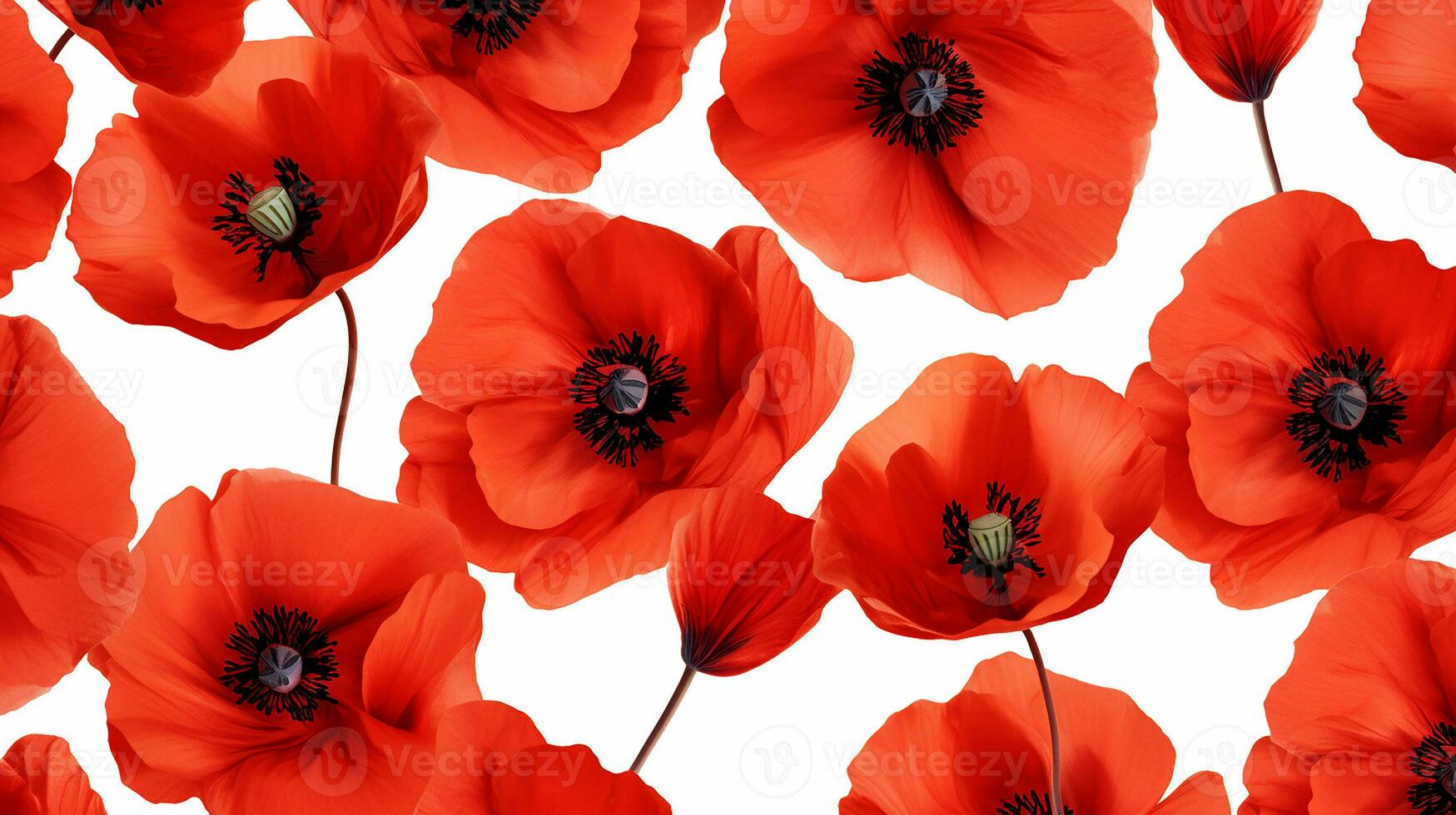 Poppy flower patterned background. Flower texture background. Generative AI photo