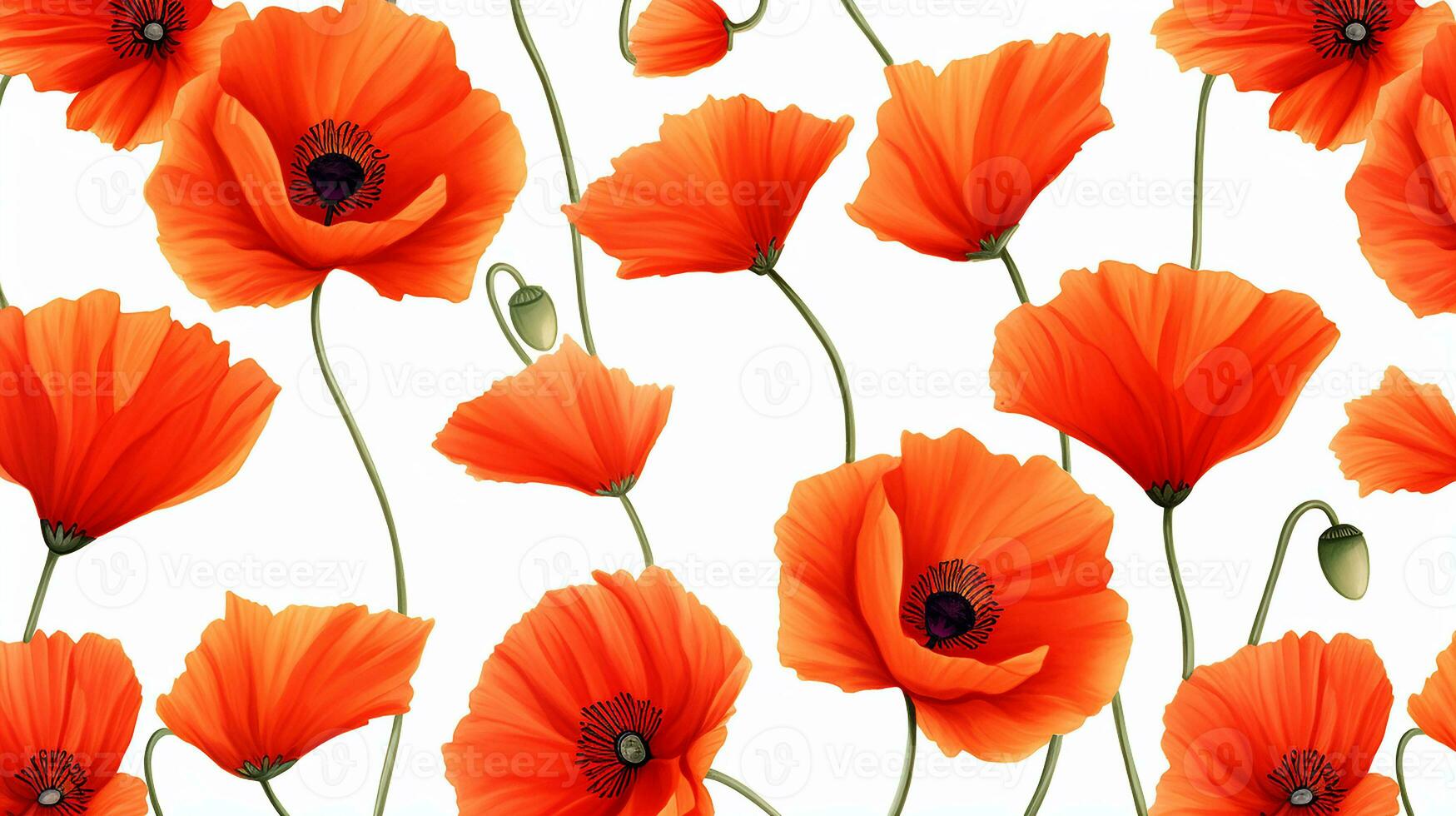 Poppy flower patterned background. Flower texture background. Generative AI photo