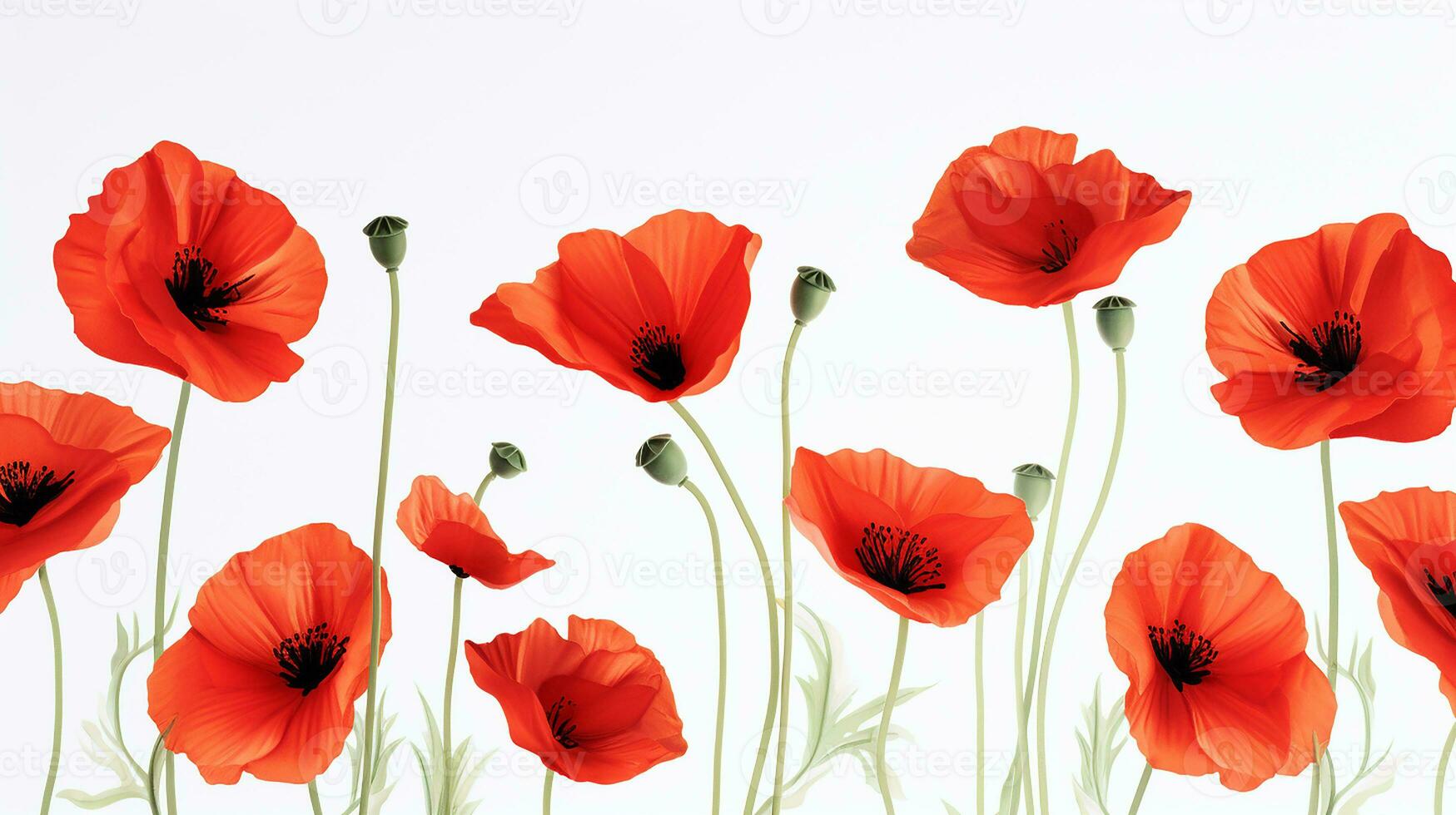 Poppy flower patterned background. Flower texture background. Generative AI photo