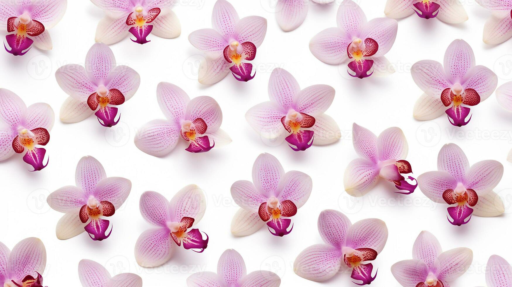 Orchid flower patterned background. Flower texture background. Generative AI photo