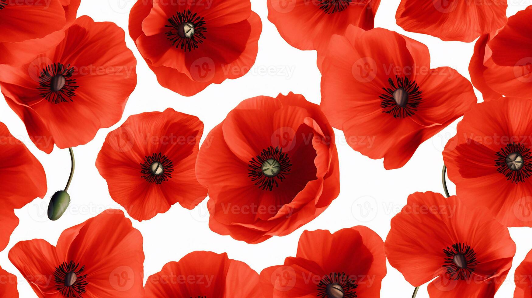 Poppy flower patterned background. Flower texture background. Generative AI photo
