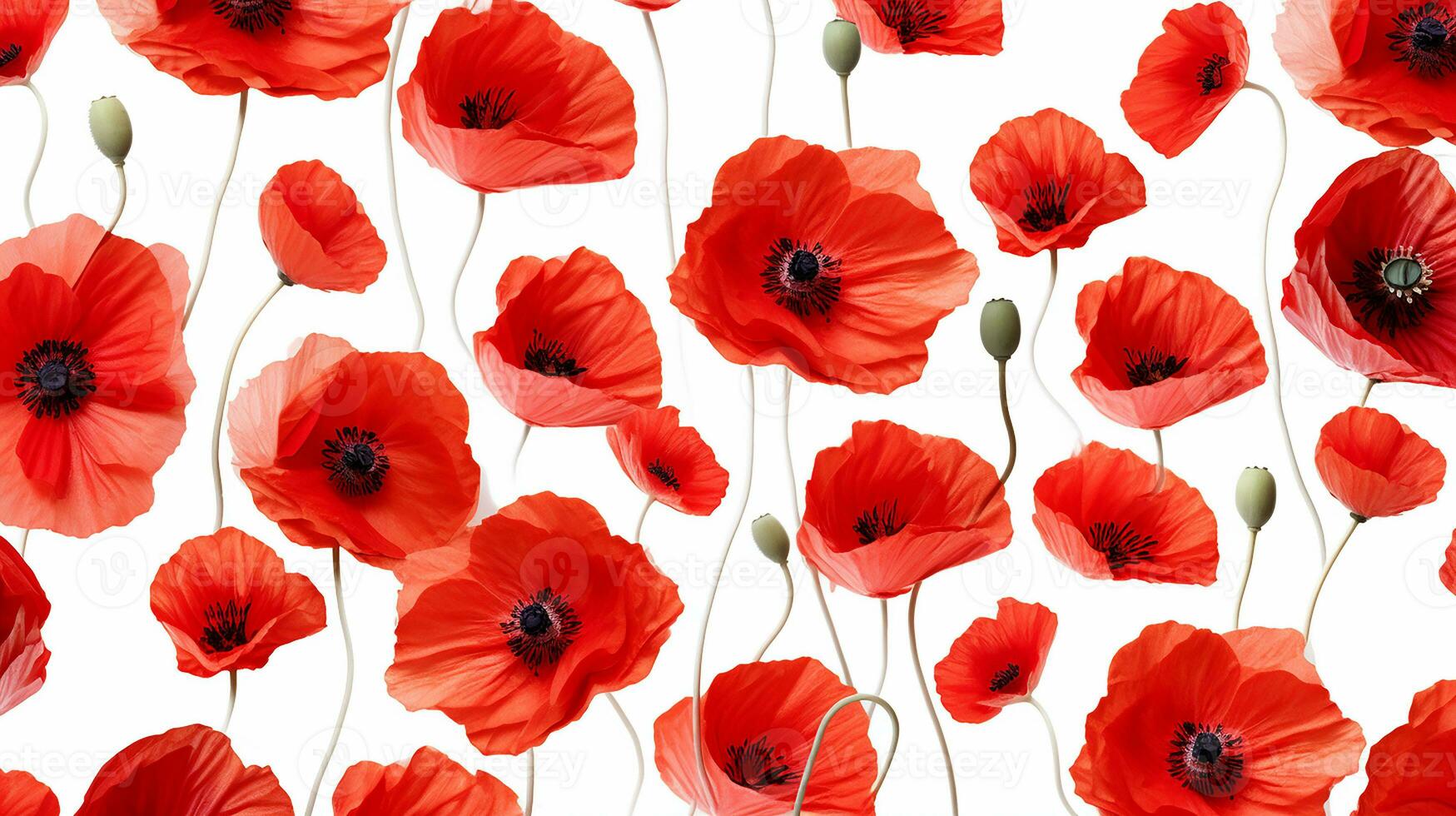 Poppy flower patterned background. Flower texture background. Generative AI photo