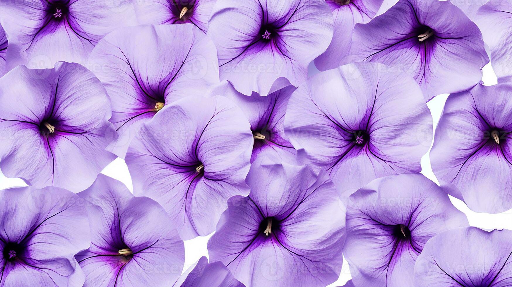 Petunia flower patterned background. Flower texture background. Generative AI photo