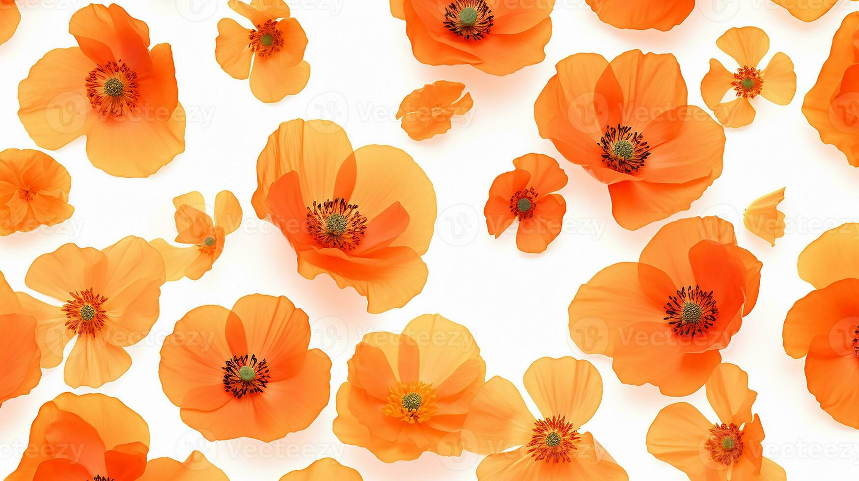 Poppy flower patterned background. Flower texture background. Generative AI photo