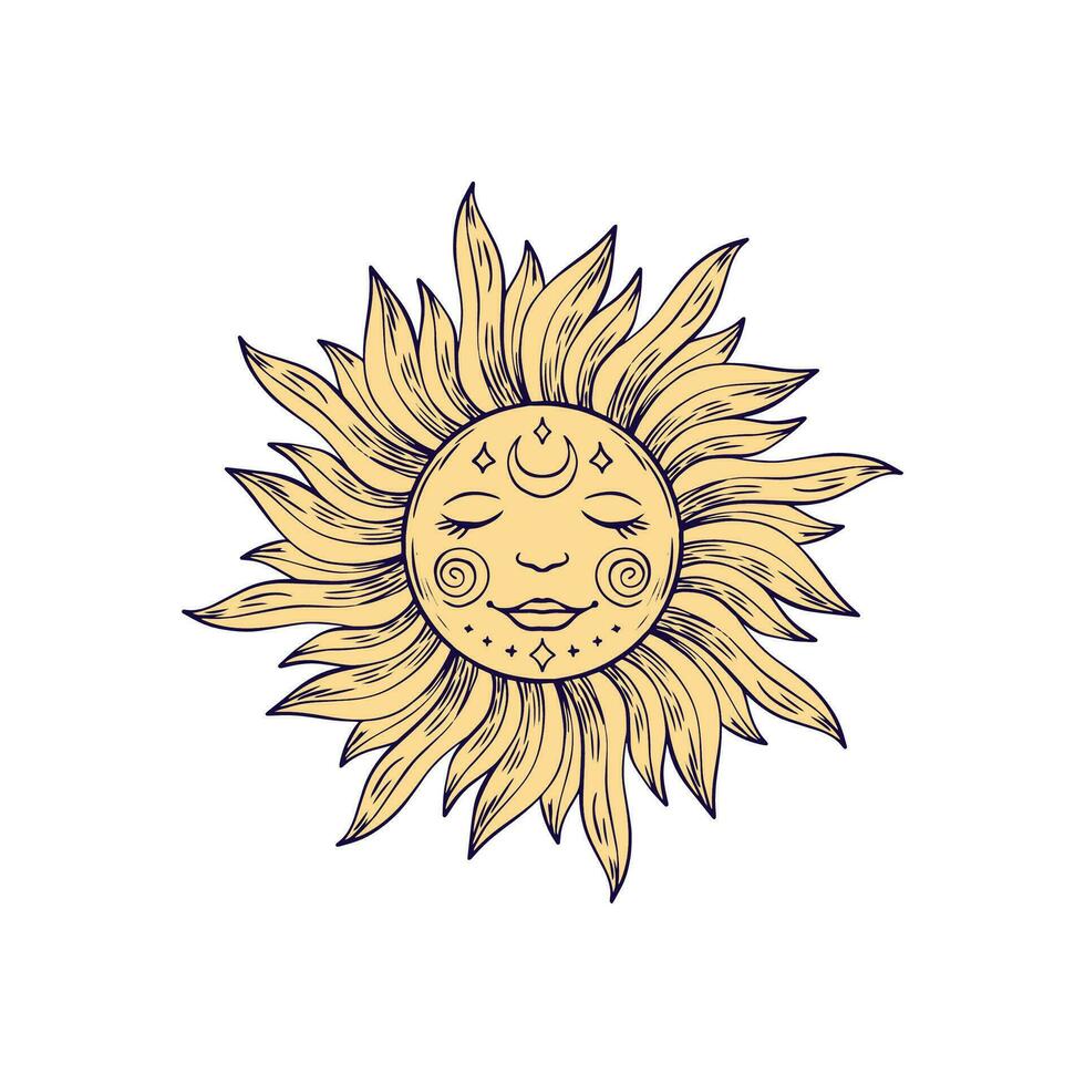Vector magic sacred illustration in vintage retro engraving style