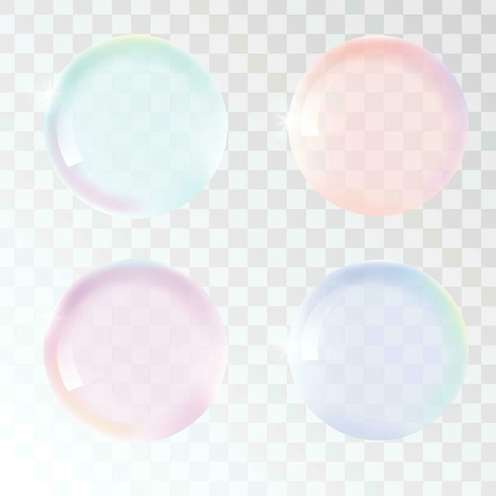 vector abstract glass color spheres. ball shiny transparent, bubble reflection and glossy collection