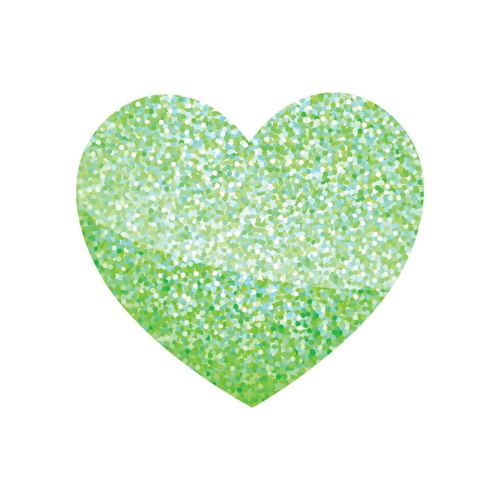 Vector green sparkles heart on white background. abstract luxury glow green heart.