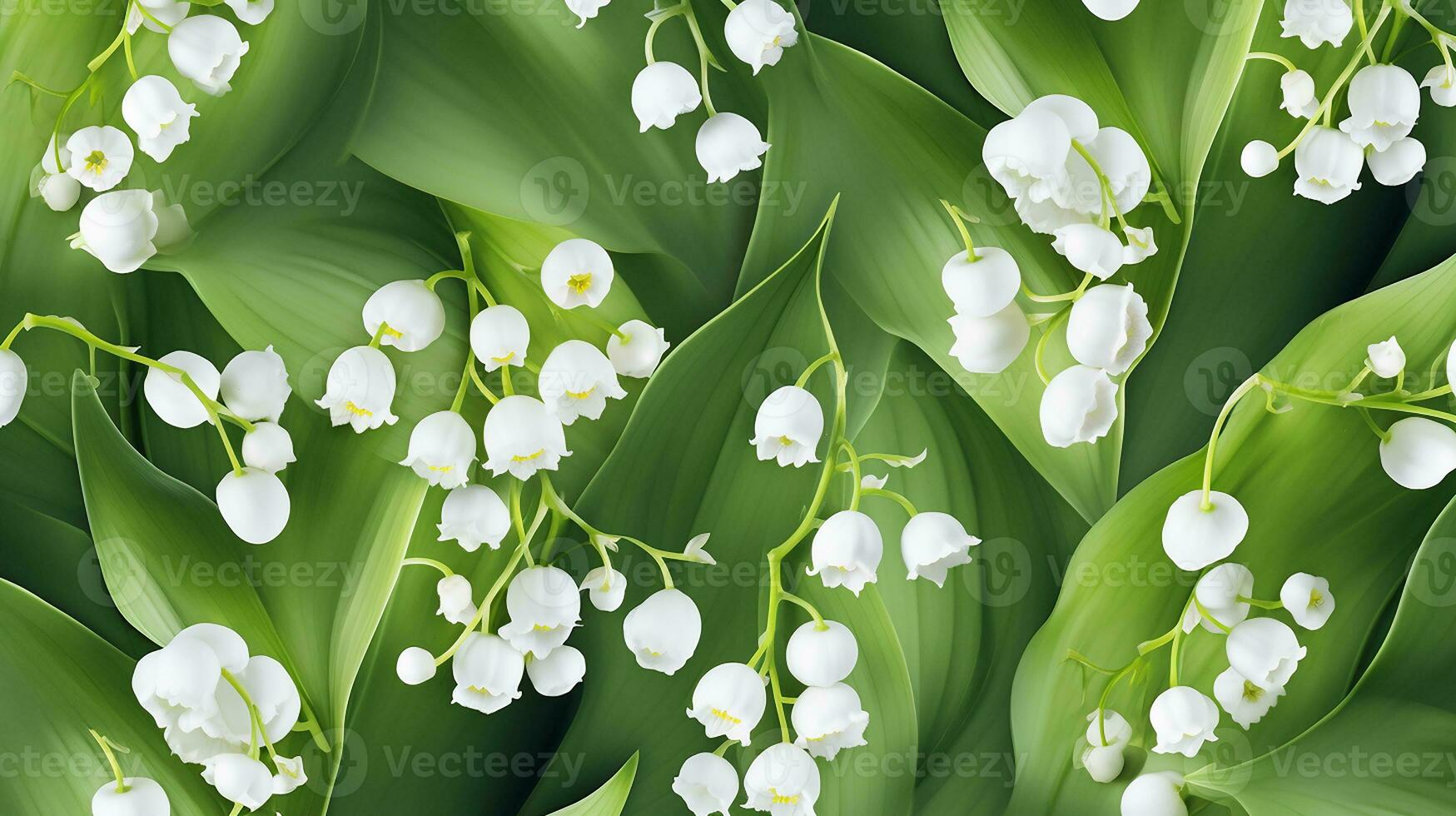 Lily of the Valley flower patterned background. Flower texture background. Generative AI photo