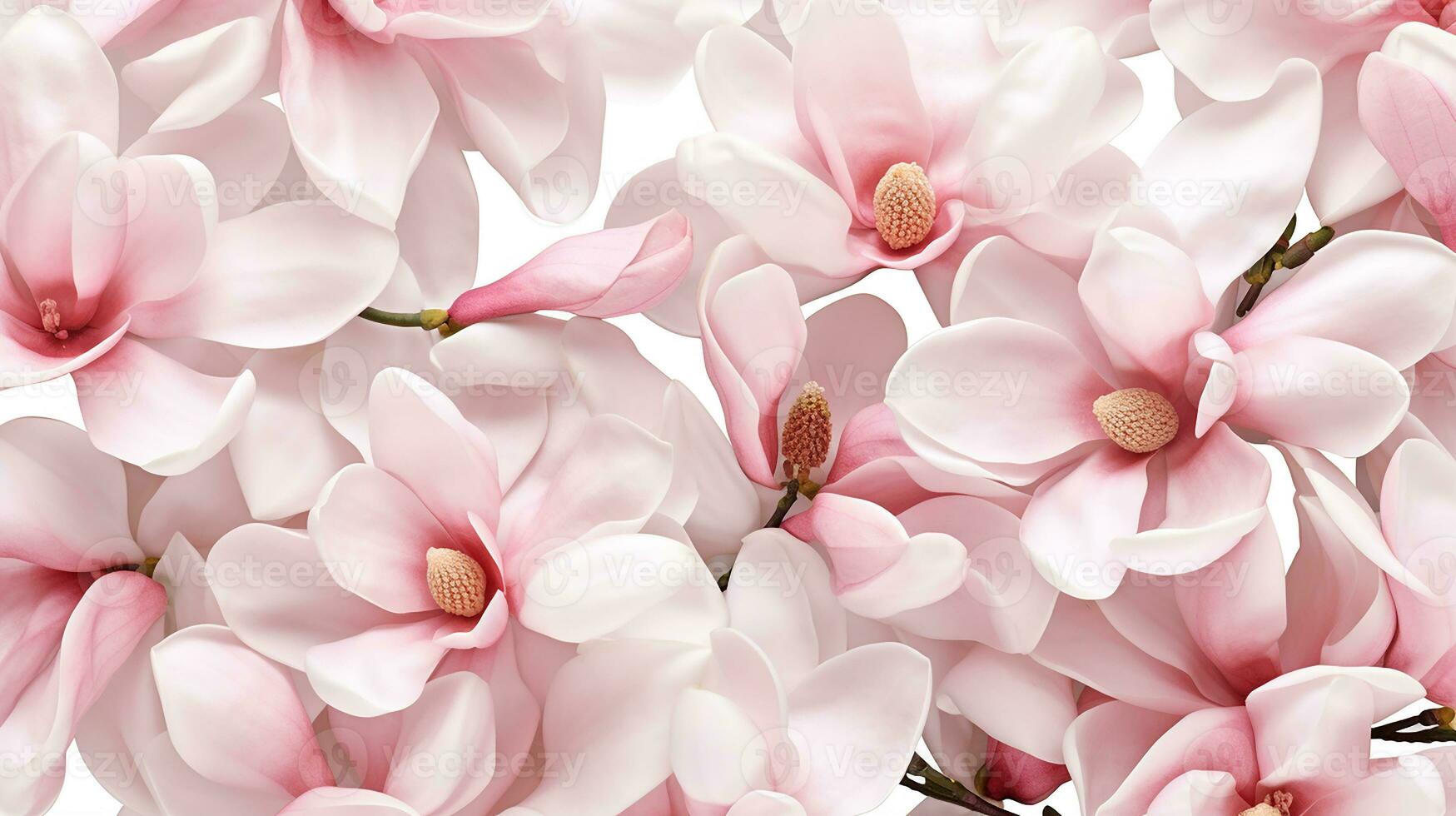 Magnolia flower patterned background. Flower texture background. Generative AI photo