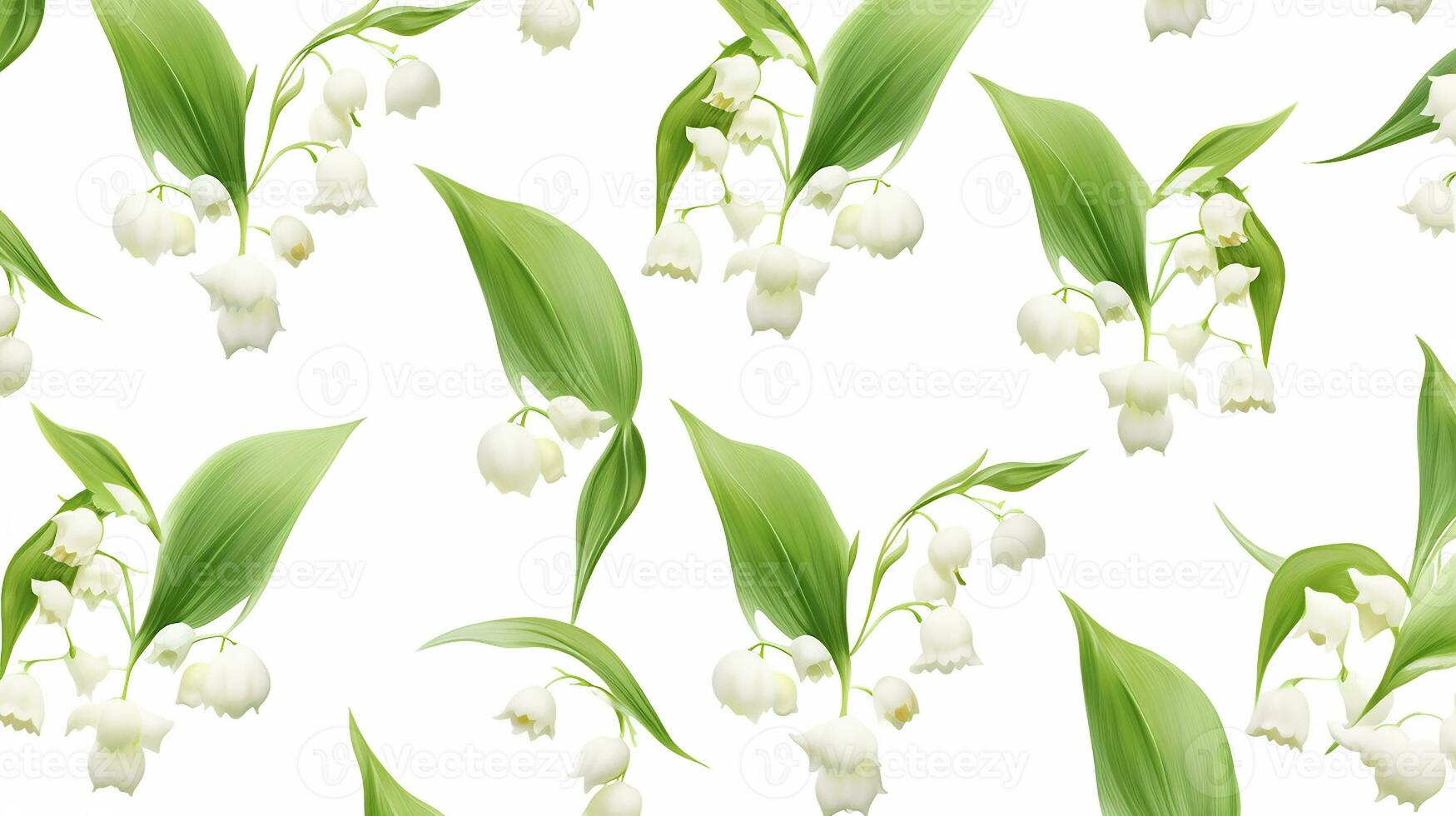 Lily of the Valley flower patterned background. Flower texture background. Generative AI photo